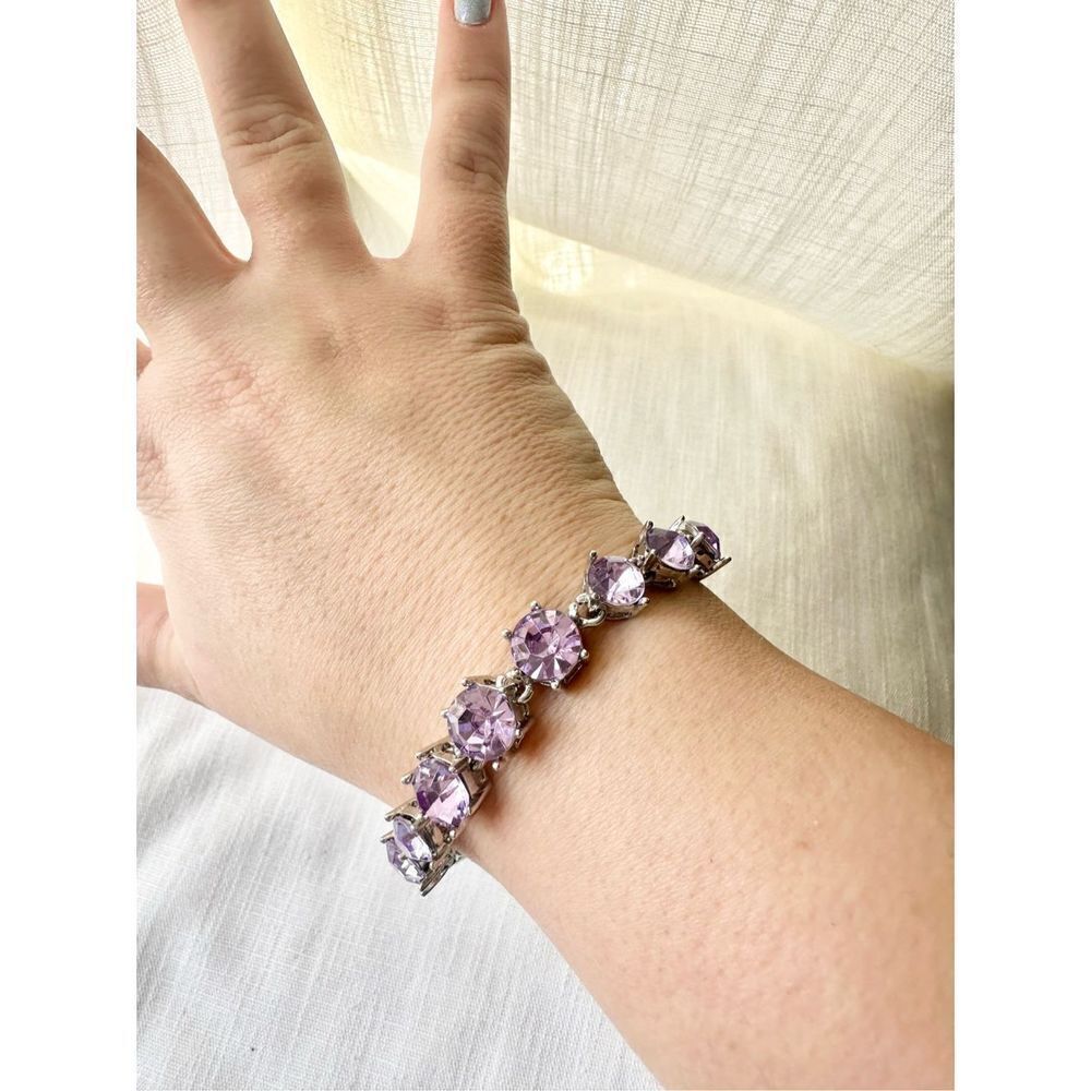 Sparkly pink round cut cubic zirconia tennis bracelet